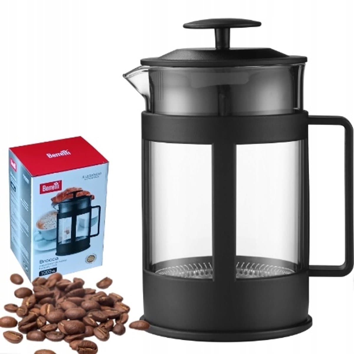 Glazen Cafetière 1000ml met Filter voor Koffie, Thee & Kruiden — afbeelding 1