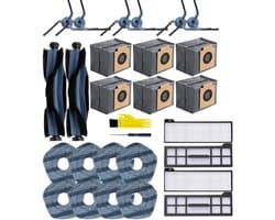 Kraftverdia® - stofzuigeraccessoires - Vervangende accessoires geschikt voor de Eufy X10 Pro Omni robotstofzuiger - 28-delige set - 2 hoofdborstels, 6 zijborstels, 4 HEPA-filters, 6 stofzakken, 8 dweilpads - Stofzuigerzakken