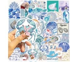 50 Coastal Aesthetic Stickers - Zee, Schelpen & Sea PVC Stickers - Bullet Journal, Laptop, Waterfles - Cadeau onder €10, Sinterklaas- & Kerstcadeau, Schoencadeau