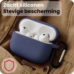Hoes - Geschikt voor Apple Airpods Pro 3 - Siliconen Hoesje met Clip - Silicone Case Cover - Grijsblauw — thumbnail 4