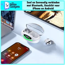 Draadloze oordopjes met Oorclip Wit - Geschikt voor Apple en Android - Bluetooth 5.3 - Draadloze oortje Bluetooth - Sport Oordopjes - Bluetooth Oordopjes - Draadloze Oordopjes - Oortjes Draadloos - In-Ear Oordopjes — thumbnail 5
