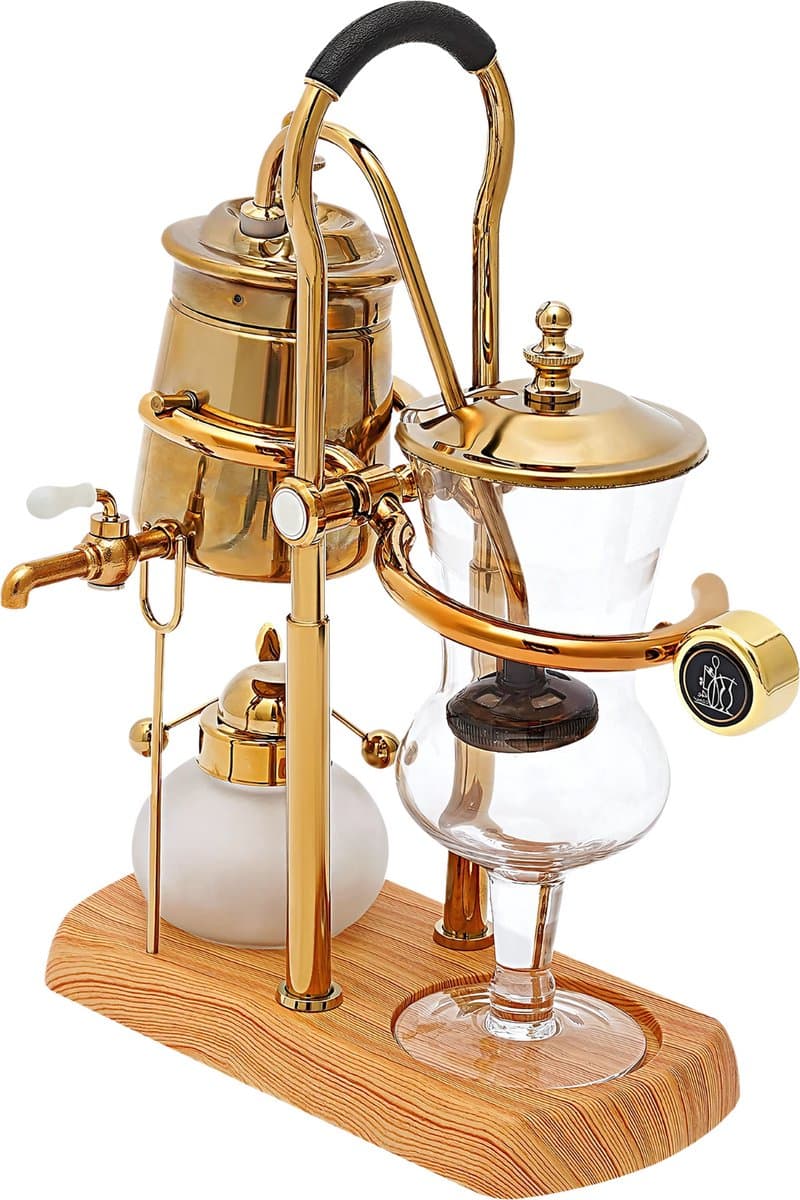 Gouden Retro Koffiezetapparaat - Koffiemachines - Met Kraan, Maatbeker & Lepel - Elegant Design voor Keuken & Koffiewinkel — afbeelding 1