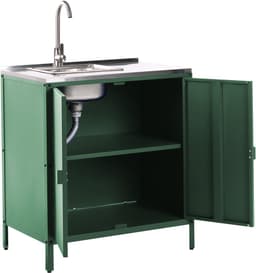 BELIANI VILAMA - Buitenkeukenkast met spoelbak - Groen - Staal — thumbnail 4