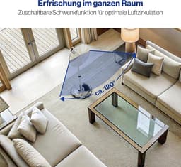 Staande ventilator met verstelbare hoogte en 3 snelheden - 40 cm - Stil en krachtig - Ideaal voor slaapkamer of kantoor — thumbnail 5