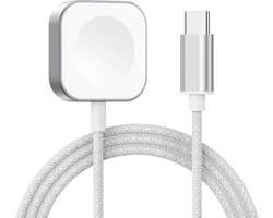 Oplader - USB C oplaadkabel - geschikt voor Apple Watch Series 1 / 2 / 3 / 4 / 5 / 6 / 7 / 8 / 9 / 10 / SE / SE 2 / Ultra / Ultra 2 - draadloos opladen - space grey
