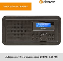 Denver DAB Radio - Retro Radio - FM Radio - Keukenradio - Draagbare radio - Batterijen & Netstroom - DAB30 - Zwart — thumbnail 5