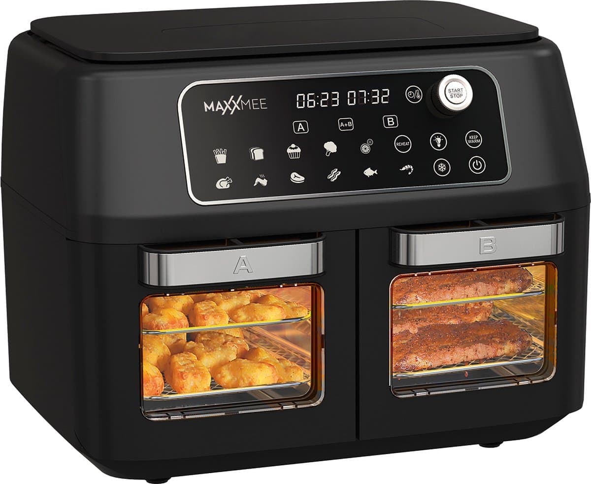 MAXXMEE hetelucht friteuse met dubbele kamer 11l - zwart, 2400 W — afbeelding 1