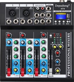 HT4 - Professionele 4-Kanaals Audiomixer - USB & Bluetooth - Draagbare Live Studio DJ Mixing Console - Geschikt voor Computeropname en Bands — thumbnail 1