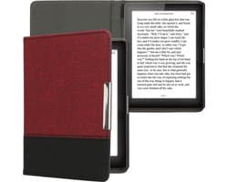 kwmobile hoes geschikt voor Kobo Aura Edition 1 - Canvas beschermhoes in donkerrood / zwart - Voor e-reader -