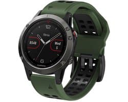 Stravo Zachte Siliconen Bandje met Dubbele Gesp - Geschikt voor Garmin Fenix 5x (Plus) Fenix 6x (Pro) Fenix 7x (Pro-Sapphire-Solar) Garmin Fenix 8 - 51mm Enduro 1-2-3 - QuickFit 26mm Siliconen Horlogeband voor Garmin smartwatches - Groen