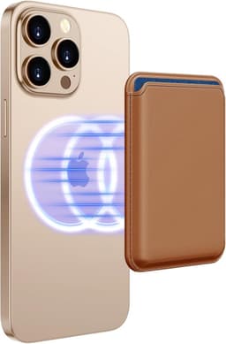 Magnetische pasjeshouder geschikt voor alle iPhone 16 / 16E / 17 / 17 Pro / 17 Pro Max / 17 Air - Magsafe Wallet - Kaarthouder pasjes - Magsafe Kaarthouder geschikt voor iPhone 16 | 16E | 17 | 17 Pro | 17 Pro Max | 17 Air - Pu Vegan Leer - Bruin — thumbnail 3
