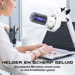 FIFINE - K688W - USB / XLR - Dynamische Microfoon - Streaming - Podcasting - Gaming - Geschikt voor PS4 / PS5 / PC - Wit — thumbnail 5