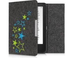 kwmobile hoes geschikt voor Tolino Vision 1 / 2 / 3 / 4 HD - E-reader beschermhoes in lichtgroen / blauw / donkergrijs - Sterren Mix design