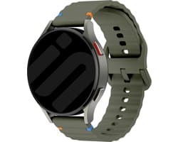 Strap-it Smartwatch bandje 22mm - Siliconen Wave bandje geschikt voor Samsung Galaxy Watch 3 45mm / 1 46mm / Gear S3 - Amazfit GTR 2-3-4 - Polar Vantage M / Grit X - OnePlus Watch - Huawei Watch GT 2-3-4 46mm / GT 5 (Pro) - 46mm - legergroen