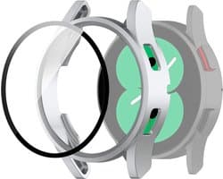 Watch case screenprotector - hoesje - gehard glas - geschikt voor Samsung Galaxy Watch 4 (44 mm) - zilver