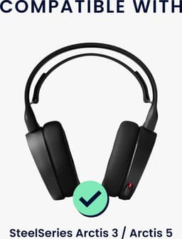kwmobile vervangende koptelefoonband voor SteelSeries Arctis 3 / Arctis 5 koptelefoon band - Nylon zachte hoofdband voor hoofdtelefoon in zwart / grijs — thumbnail 4