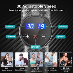 Draagbaar Massagepistool met 30 Snelheden en 8 Massagekoppen - Ultrastille Percussiemassage voor Spierherstel — thumbnail 4