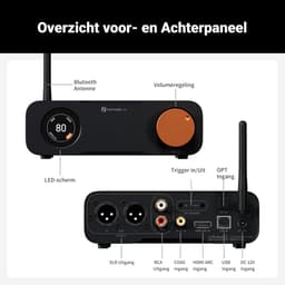 Fosi Audio ZD3 Desktop DAC Preamp, ES9039Q2M, HDMI ARC/Bluetooth/USB/Optisch/Coax Ingangen, XLR/RCA Uitgangen met Afstandsbediening — thumbnail 4