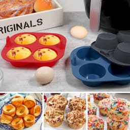 Ibenzoa® Muffin- en Bakvorm Set van Siliconen voor Airfryer en Oven, 3 Stuks, Antiaanbaklaag, Handige Handgreep — thumbnail 2