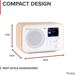 DAB radio met Bluetooth - Audizio Milan - DAB radio retro met accu en FM radio - Wit — thumbnail 3