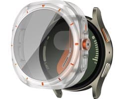 Bandz 'Square' hoesje met screenprotector geschikt voor Samsung Galaxy Watch 7 - 44mm - hard plastic beschermhoes - glazen screen protector - Full cover case + screenprotector (zwart)