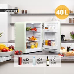 TZS First Austria Mini koelkast - Minibar - 40 liter - Vrijstaand - Volledig stil 22dB - Retro - Groen — thumbnail 3