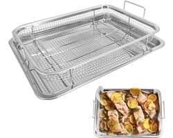 Set van 2 roestvrijstalen bakplaten en taartroosters voor oven en Air Fryer - Perfect voor knapperige gerechten