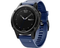 Strap-it Siliconen sport bandje geschikt voor Garmin Fenix 5 (Plus) - Fenix 6 (Pro) - Fenix 7 (Pro - Sapphire - Solar) / Fenix 8 - 47mm / Fenix E - Garmin Epix (Pro) Gen 2 - 47mm - Quickfit 22mm band voor Garmin smartwatches - donkerblauw