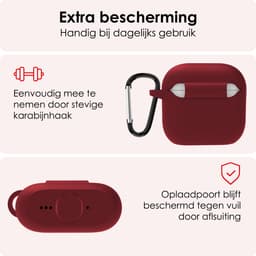 Hoes - Geschikt voor Apple AirPods 4 - Siliconen Hoesje met Clip - Silicone Case Cover - Donkerrood — thumbnail 5