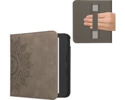 kwmobile ereader hoesje van kunstleer - geschikt voor Kobo Libra Colour - Met magneetsluiting - In grijs Opkomende Zon design