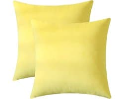 Comfortabele fluwelen kussenslopen voor bank en slaapkamer - Effen vierkante kussenslopen (citroengeel, 18 x 18 inch, 2 stuks)