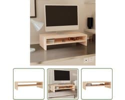vidaXL Bureaustandaard - Monitorstandaard - Monitorstandaard 50x24x13 cm massief grenenhout - Hout Standaard - Computer Accesoires - Laptop Houder