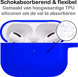 Hoesje - Geschikt voor Apple AirPods Pro 2 - Siliconen Hoes met Clip - Silicone Case Cover - Blauw — thumbnail 5