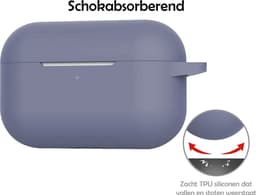 Hoesje Geschikt voor Apple AirPods Pro 2 - Siliconen Hoes met Clip - Silicone Case Cover - Grijsblauw — thumbnail 3