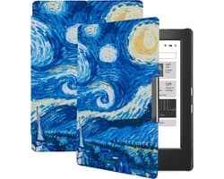 Lunso - Geschikt voor Kobo Aura H2o edition 1 hoes (6.8 inch) - sleep cover - Van Gogh Sterrennacht - (niet voor de Kobo Aura edition 1)