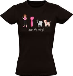 Family T-shirt Dames | hond | kat | familie | airfryer | vrouw | zelfstandig | gezellig | — thumbnail 1