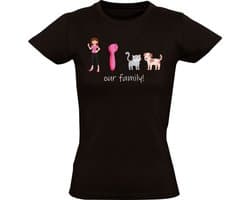 Family T-shirt Dames | hond | kat | familie | airfryer | vrouw | zelfstandig | gezellig |
