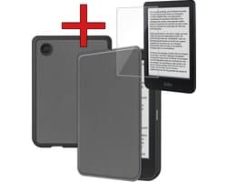 Hoes Geschikt voor Kobo Clara BW - Met Screenprotector - Luxe E-reader Bescherm Case - Hoesje Book Cover - Grijs