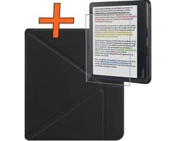Hoesje Geschikt voor Kobo Libra Colour Hoes Book Case Trifold - Hoes Geschikt voor Kobo Libra Colour Hoesje Book Cover Met Screenprotector - Zwart