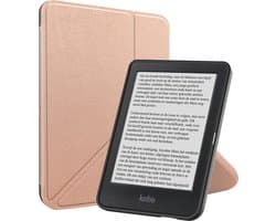 Hoes Geschikt voor Kobo Clara BW - Luxe E-reader Trifold Case - Bescherm Hoesje Book Cover - Rosé Goud