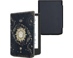 kwmobile e-reader hoesje geschikt voor Pocketbook Verse / Verse Lite / Verse Pro / Color / Vivlio Light/Light HD hoes - E reader flip case met magnetische sluiting - Ereader cover - Tarotkaart design in donkerblauw / geel / zwart