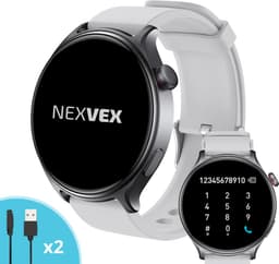 Nexvex® Ultra 2X Smartwatch voor Dames en Heren - Sporthorloge met Belfunctie - Bloeddrukmeter - Stappenteller - Sport Horloge met Hartslagmeter - Smart Watch Saturatiemeter - Bluetooth Activity Tracker - Android/iOS - 1.46 Inch - Wit Horlogebandje — thumbnail 1