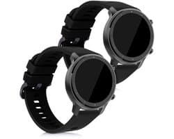 kwmobile 2x horlogebandjes geschikt voor Huami Amazfit GTR (47mm) / GTR 2 / GTR 2e / GTR3 / GTR 3 Pro bandje - Smartwatch bandjes van TPU - Activity tracker horloge band in mat zwart