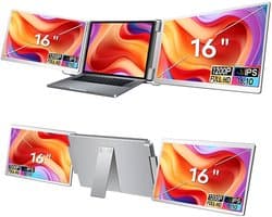 16" - Portable Monitor - Laptopscherm: 12-17.3" - Draagbare Monitoren - Beeldscherm - Inclusief Beschermhoes - 1920x1200P - 60 Hz - HDMI & USB-C - Grijs