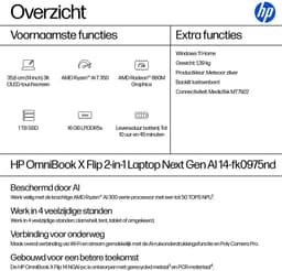 "HP OmniBook X FlipNGAI 14-fk0975nd Copilot+ PC AMD Ryzen AI 7 350 Hybride (2-in-1) 35,6 cm (14"") Touchscreen 3K 16 GB LPDDR5x-SDRAM 1 TB SSD Wi-Fi 6E (802.11ax) Windows 11 Home Zilver" — thumbnail 2