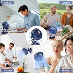 USB Tafelventilator met Clip en LED Licht - Draagbare Bureauventilator met 4000 mAh Accu voor Stil Gebruik in Slaapkamer en Kantoor — thumbnail 5