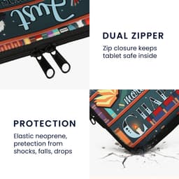 kwmobile Universele Cover voor eReader - Neopreen hoesje bibliotheek design meerkleurig - — thumbnail 5