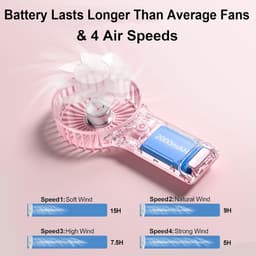 Draagbare USB Ventilator met Spiegel - Stille Mini Handventilator met 4 Snelheden voor Thuis en Reizen — thumbnail 3