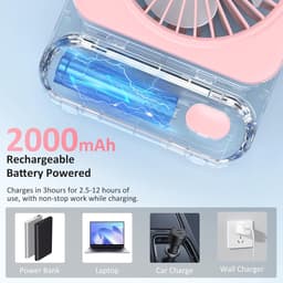 Draagbare Mini Ventilator met Stille Motor, 3 Snelheden en Verstelbare Hoek voor Kantoor en Thuis — thumbnail 4