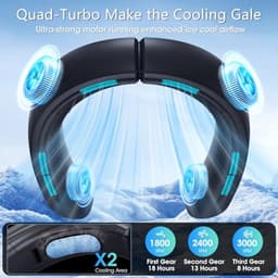 Draagbare Halsventilator met 6000 mAh Oplaadbare Batterij - 18 Uur Koeling, Krachtige 360° Luchtstroom, 3 Snelheden, Ultra-Stille Opvouwbare Ventilator — thumbnail 2